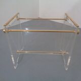 Italian acrylic glass and brass magazine rack, 1970s