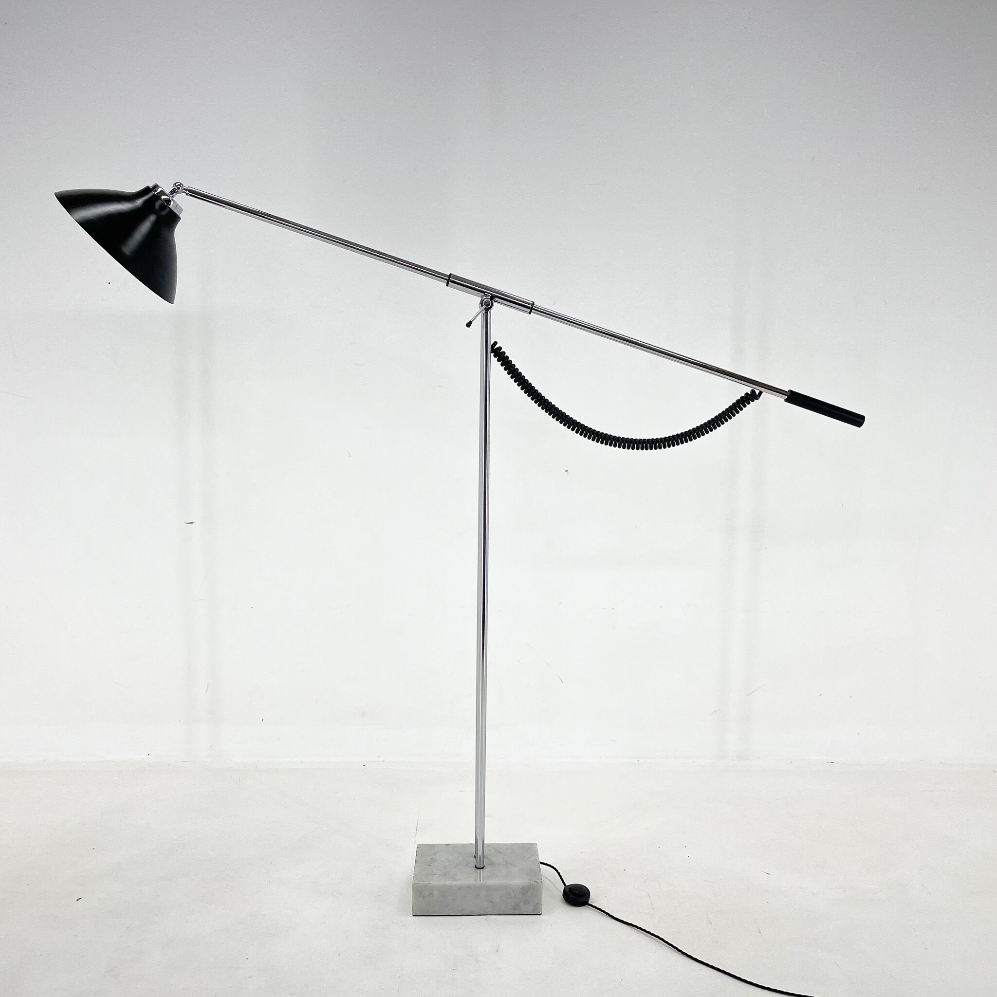 1960's italian adjustable chrome & marble floor lamp