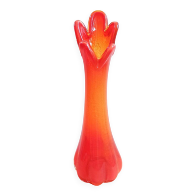 Vase vintage en verre soufflé à la main Amberina – Style moderne du milieu du siècle