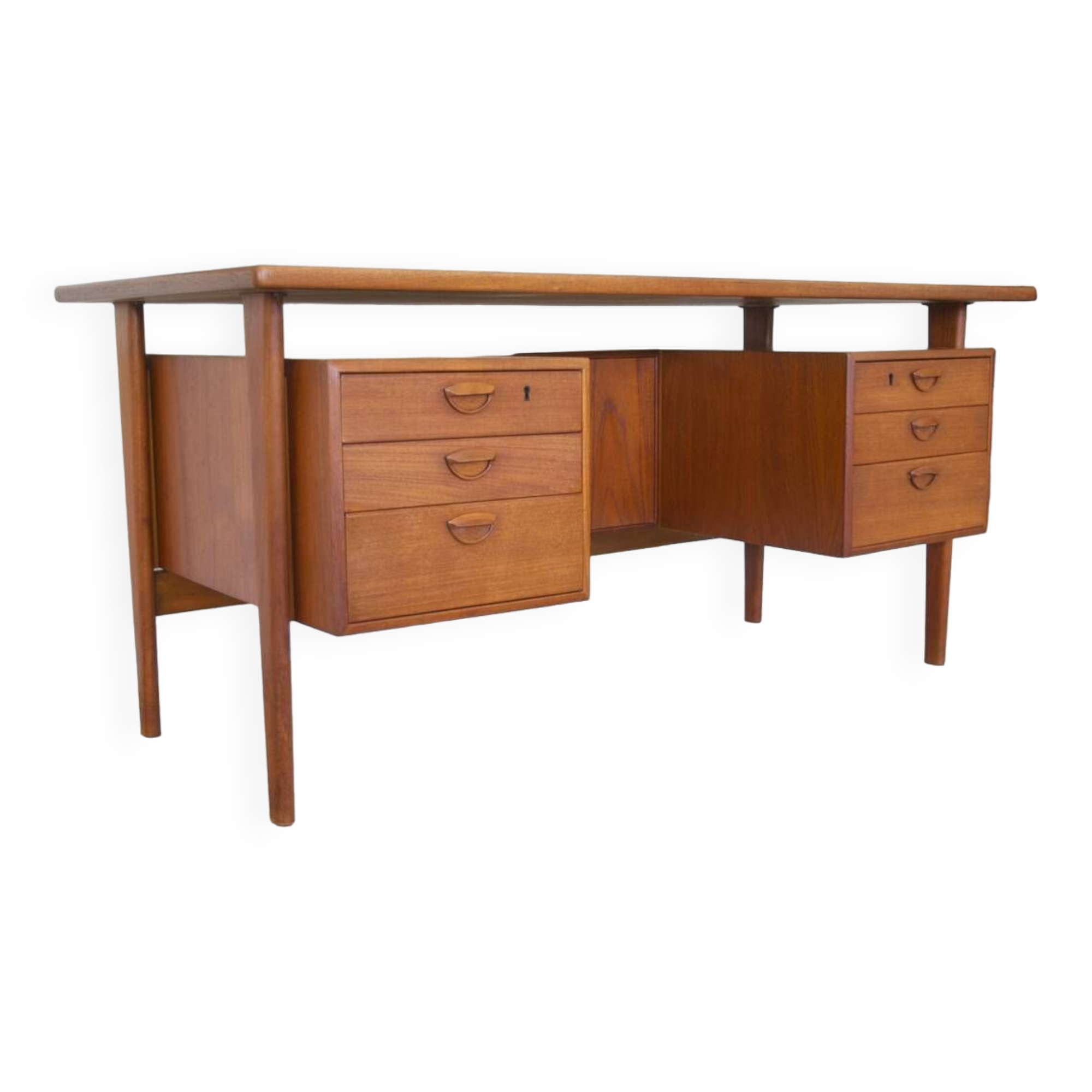 FM60 Executive Desk in Teak by Kai Kristiansen for Feldballes Møbelfabrik, 1960s