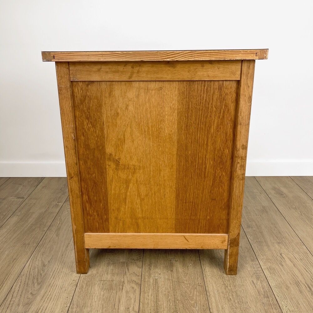 Pair of bedside tables blond wood and vinyl Jantzi 1966