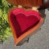Small table or bedside table in the shape of a heart in marquetry. Style Louis XV