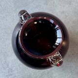 Vase HSK Tarnowiec – Ruby glass amphora with transparent handles – Vintage Art Konstglas