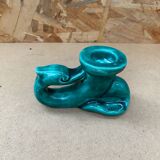 Antique vintage green ceramic candle holder