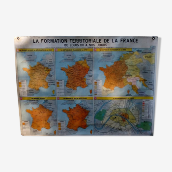 Affiche scolaire M.D.I "La formation territoriale de la France" 1962