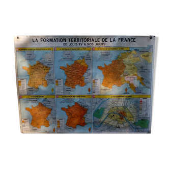 Affiche scolaire M.D.I "La formation territoriale de la France" 1962