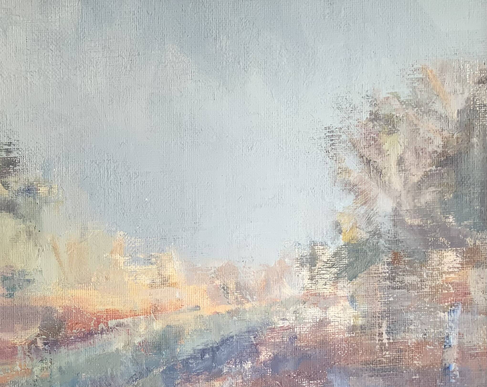 Vintage abstract landscape oil painting by Lars Falk, Sweden