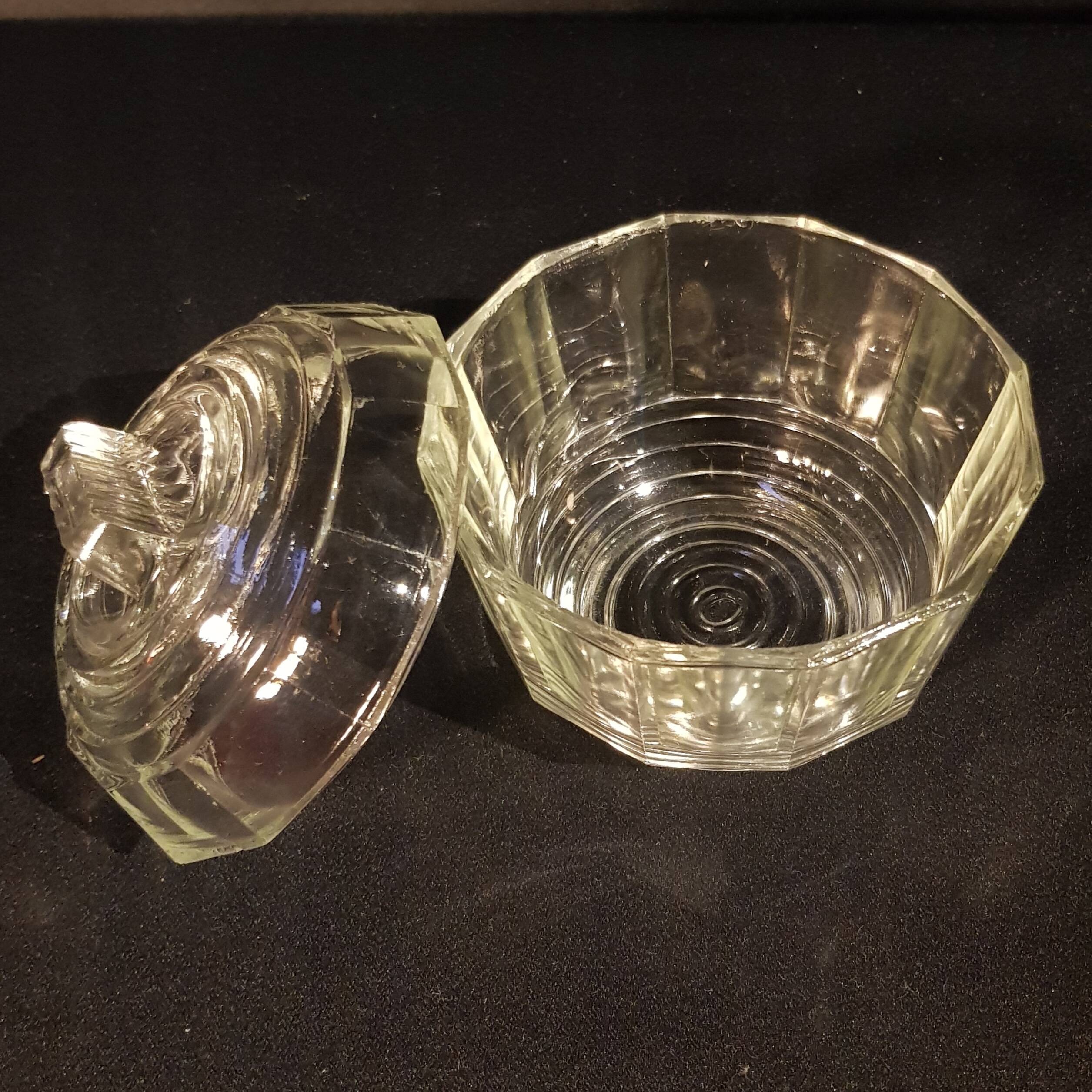 Sucrier en verre Art Déco
