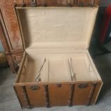 Old wooden trunk and fabrics