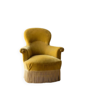 Napoleon III frog chair in yellow velvet