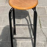 Vintage industrial stool in wood and metal