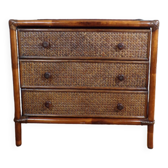 Vintage 3-drawer rattan chest of drawers