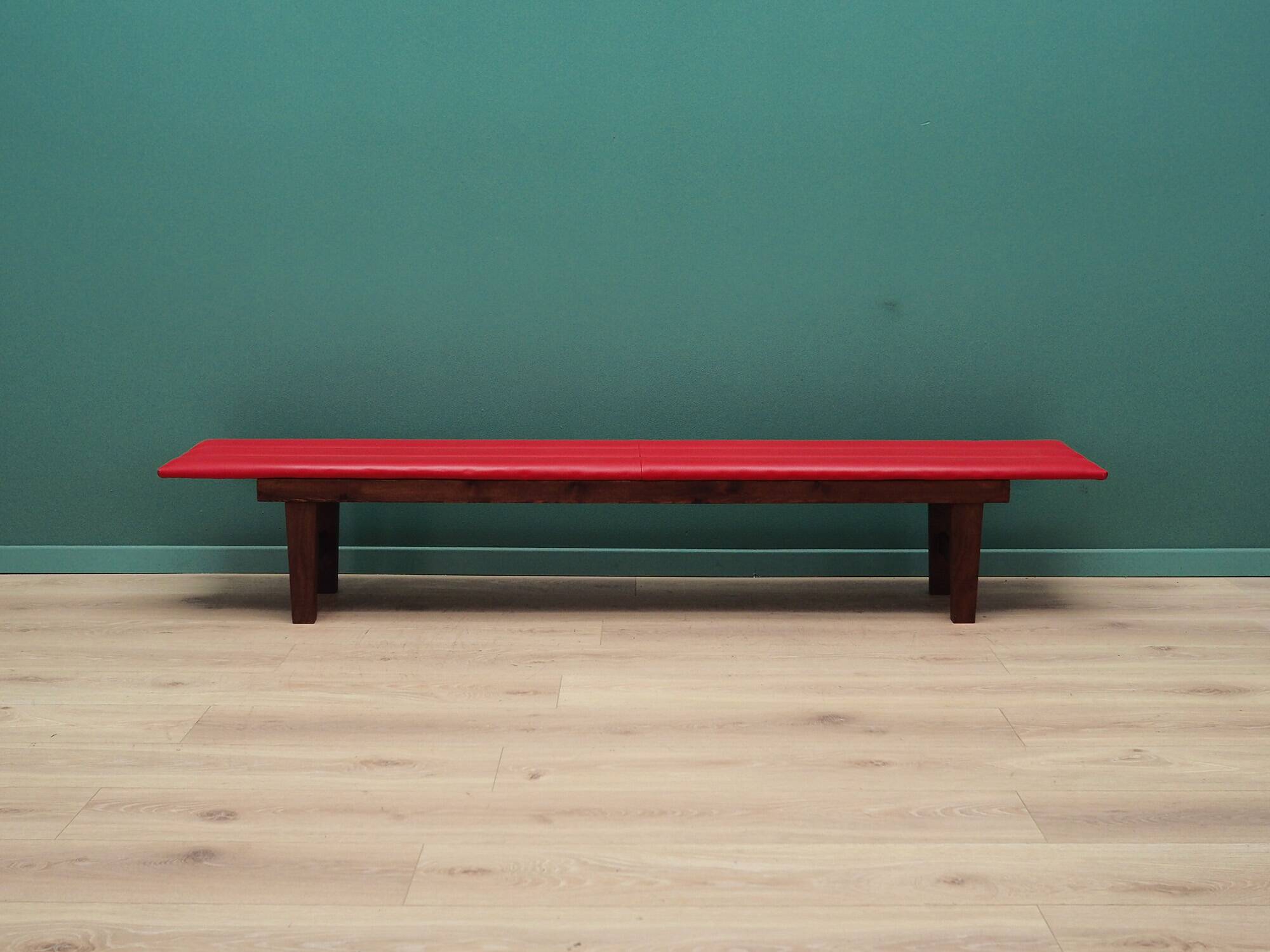 Red eco leather bench, Danish design, 1990s, production: Denmark