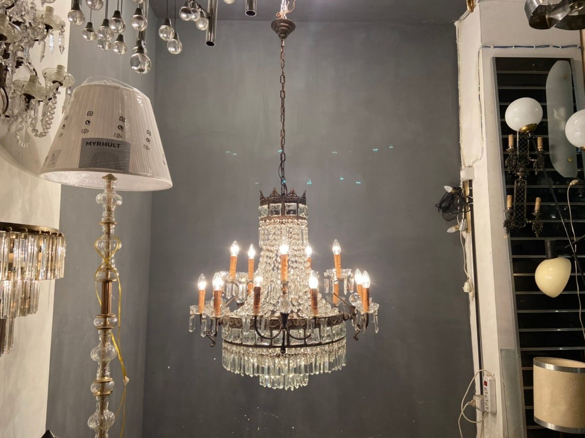 Lustre italien en cristal, années 1940
