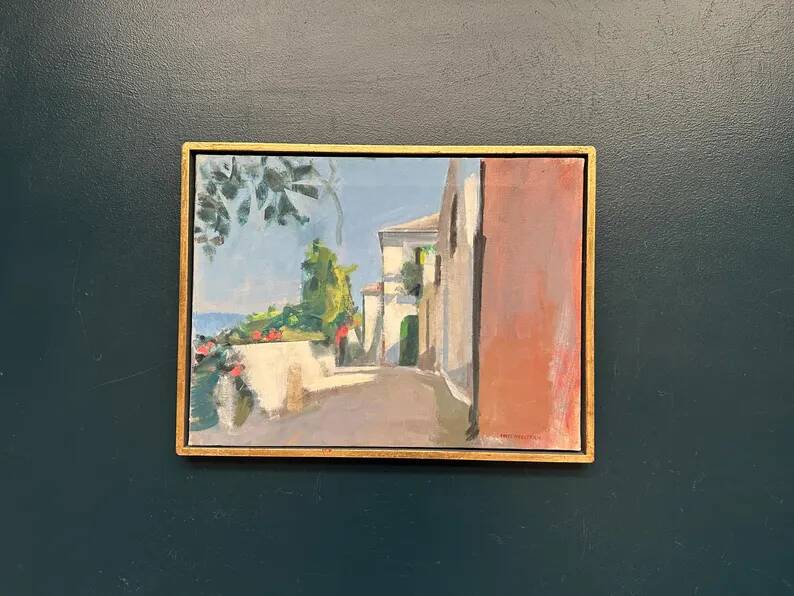 Original Swedish Oil on Canvas – “Town” by Mats Rydstern – Signed – Vintage & Framed – 37 × 49 cm (14.6" × 19.3")