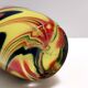 Black, Red and Yellow Encased Hand-Blown Murano Glass Flower Vase, Italy