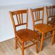 Ensemble de 3 chaises bistrot en bois 1950
