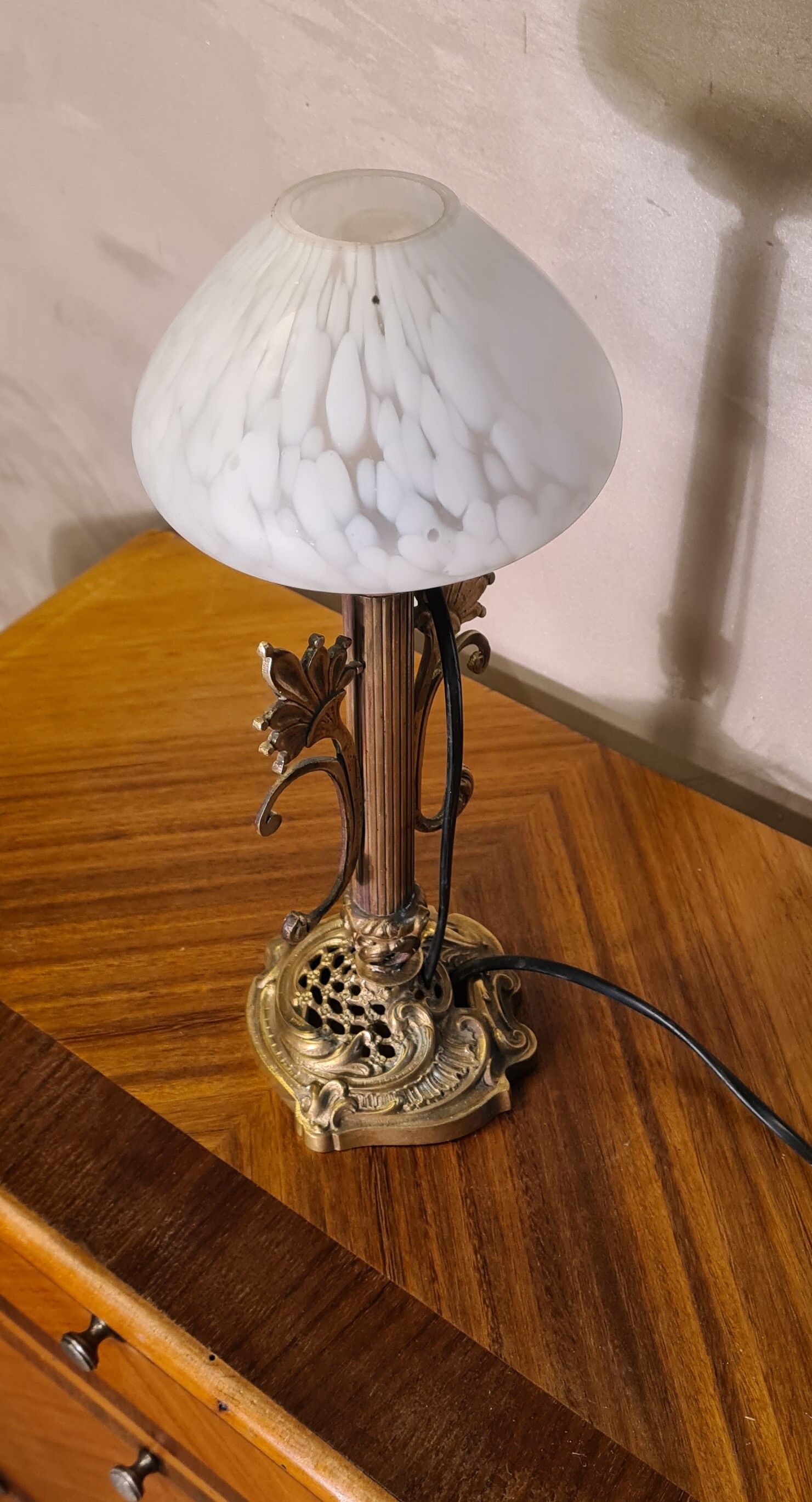 Art nouveau bronze and brass lamp