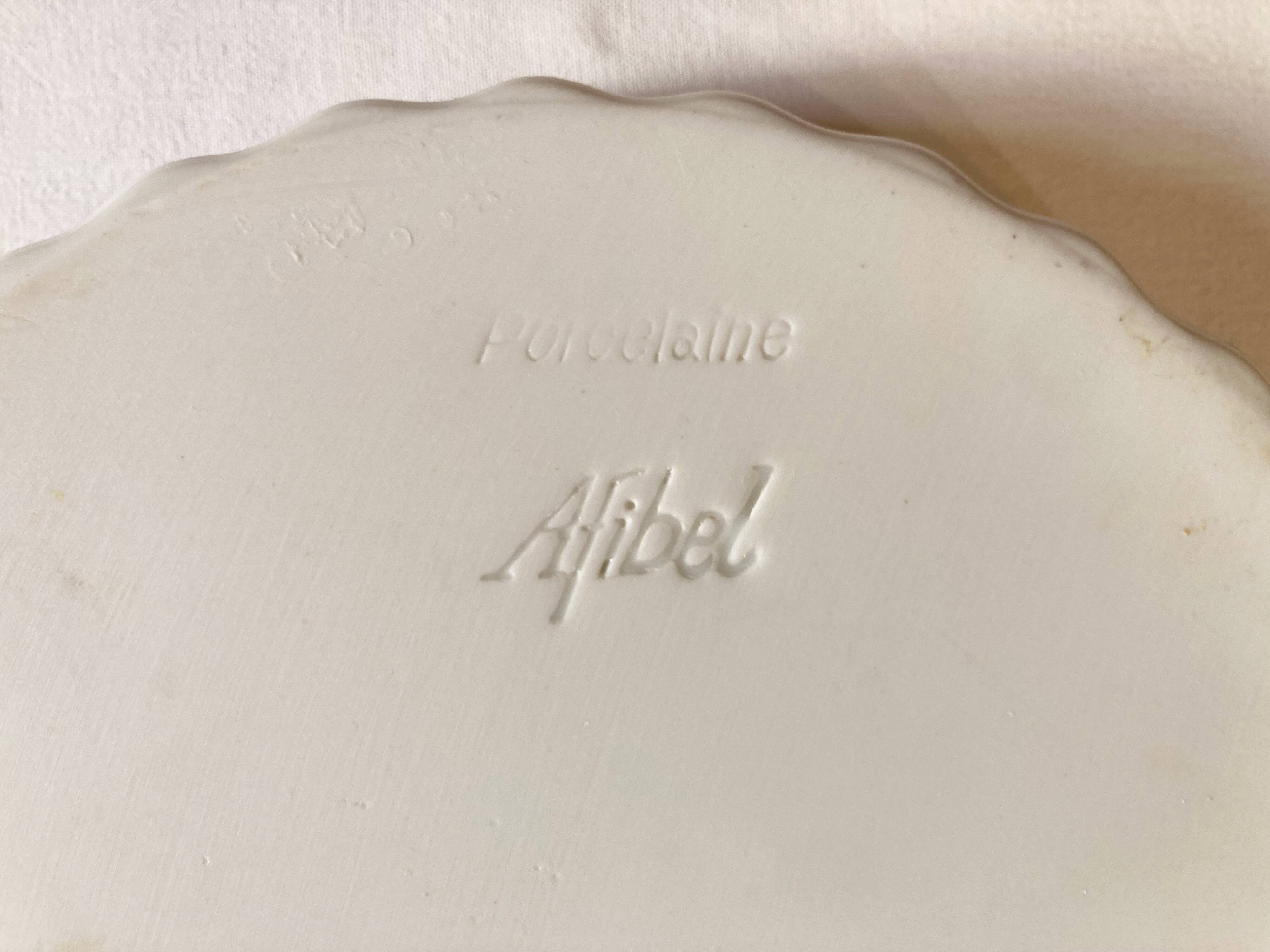 Plat à tarte en porcelaine Afibel, années 1970