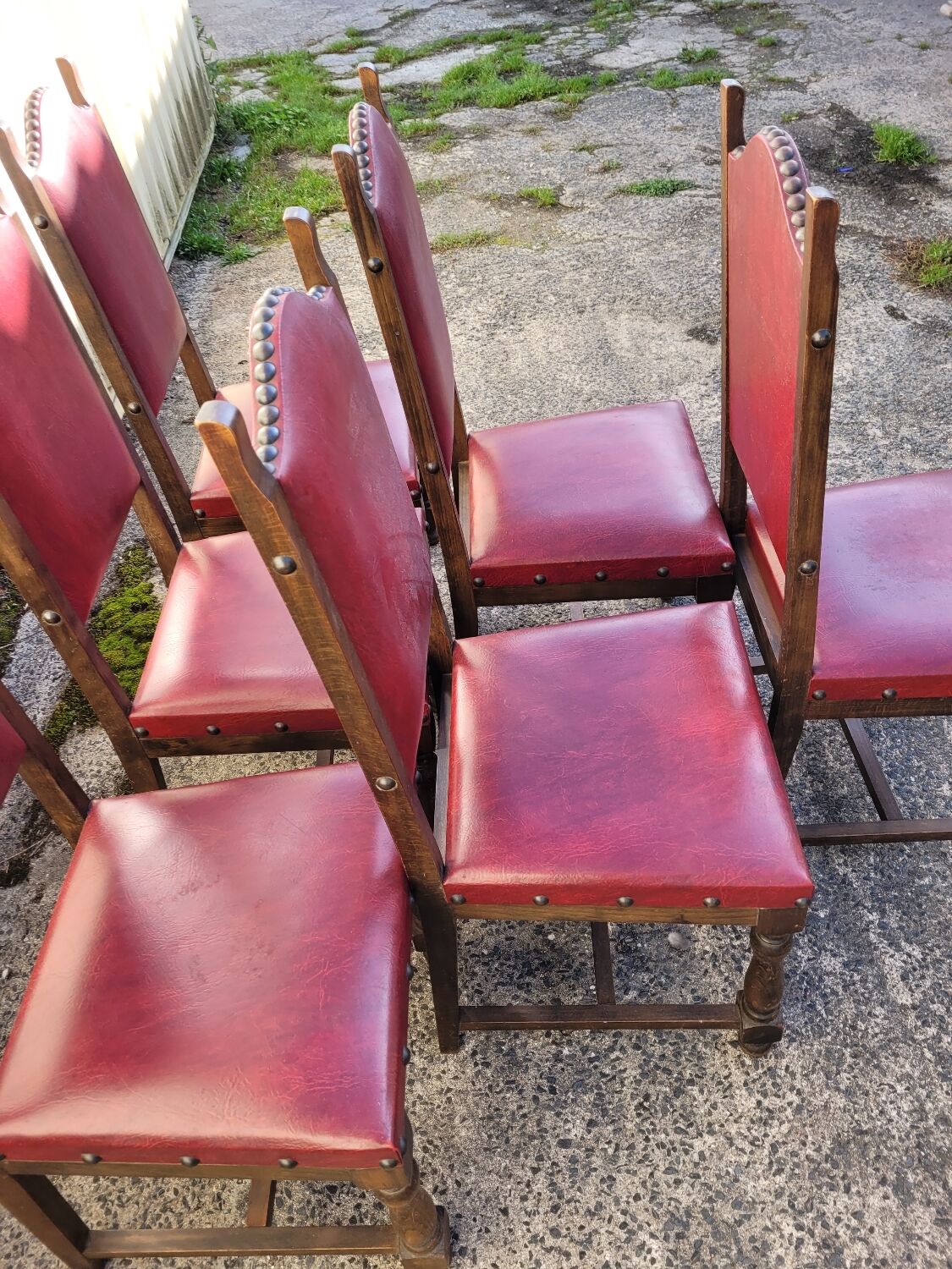 6 chaises anciennes bordeaux