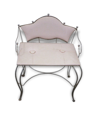 Fauteuil banquette en fer forgé doré et skai en rose pale pour enfants vintage 1960