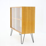 1970s birch/glass cabinet, czechoslovakia
