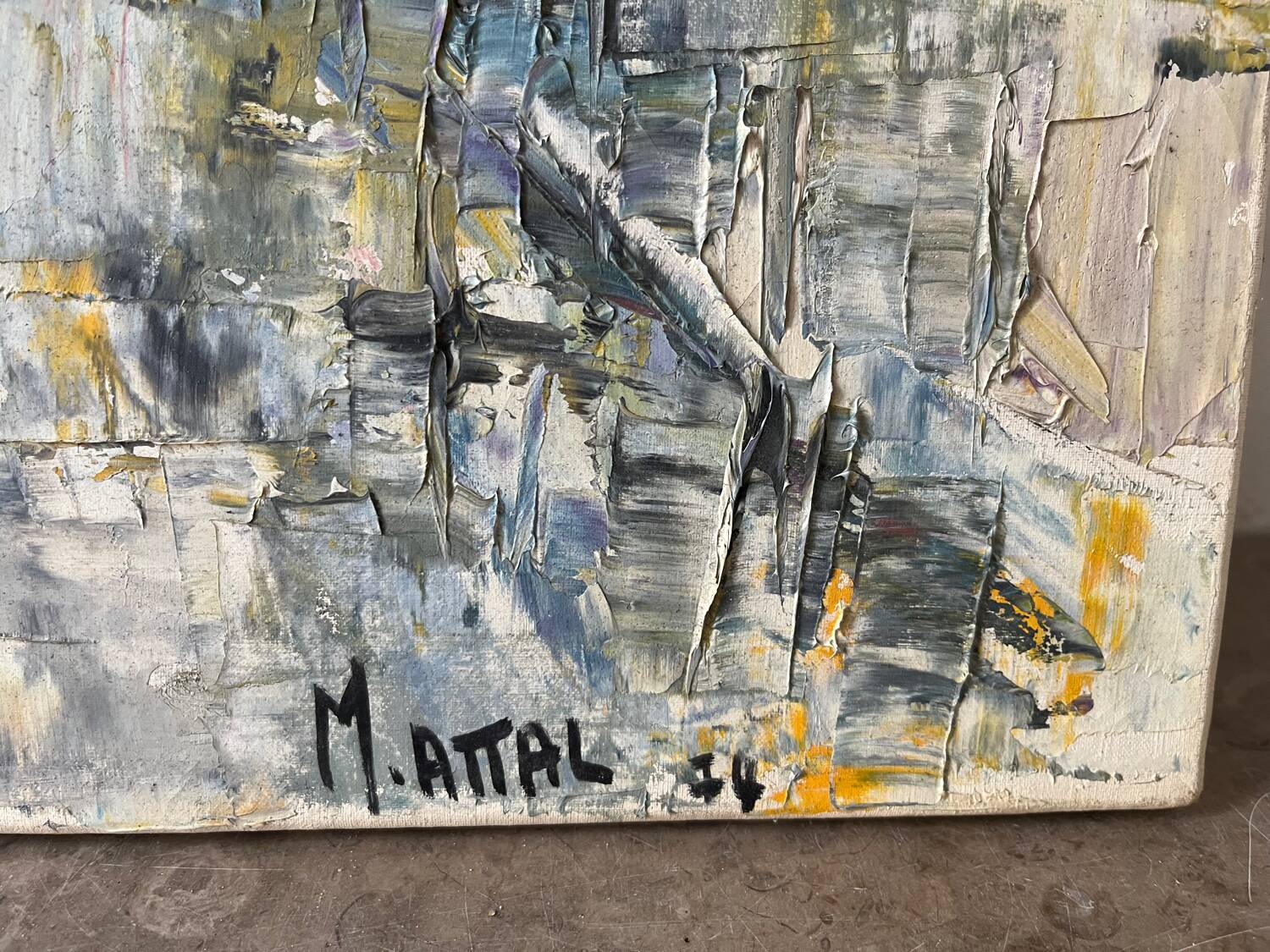 Main Street, knife technique, signed M Attal 1974