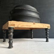 Antique Napoleon III footstool in turned blackened wood – 19th century