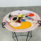 Side table and vase signed MC Treinen ceramic from Vallauris 1950s