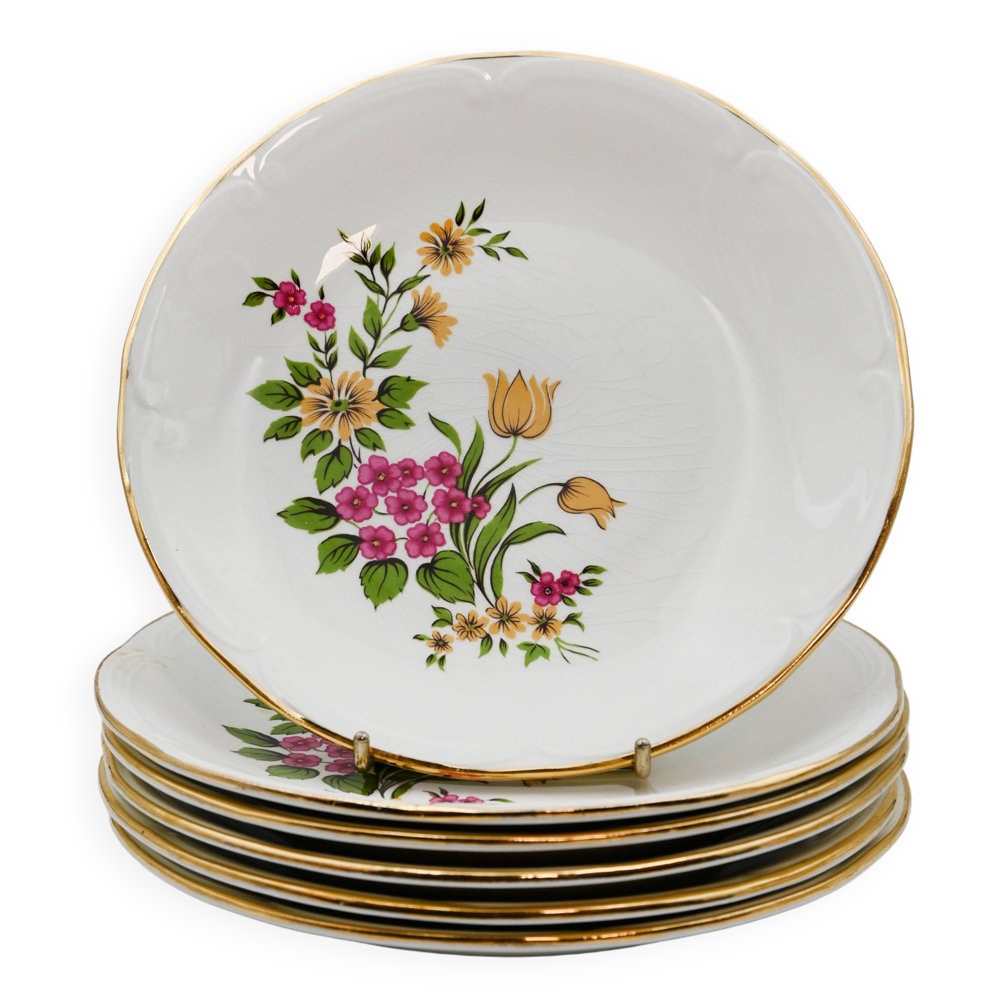 Gien plates with floral decoration