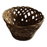 Small tall vintage openwork wicker basket
