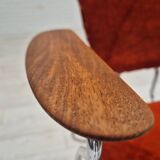 Fauteuil danois des années 1960, état d'origine, accoudoirs en bois de teck, acier chromé.
