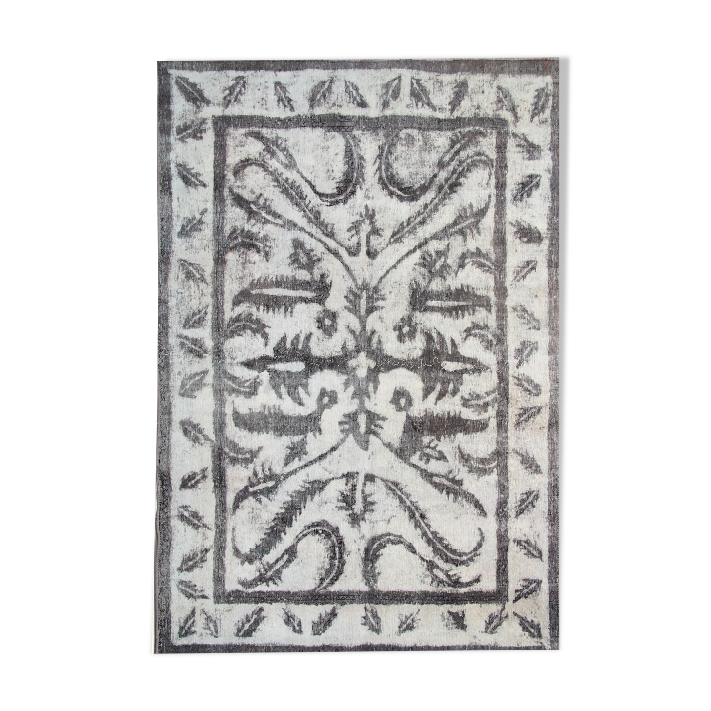 Oriental overdyed vintage persian area rug handmade wool carpet- 200x290cm