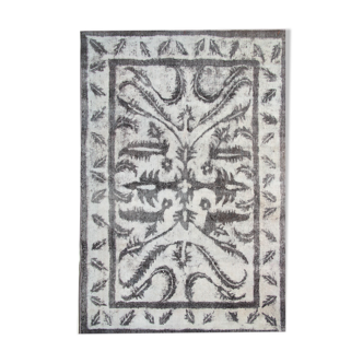 Oriental overdyed vintage persian area rug handmade wool carpet- 200x290cm