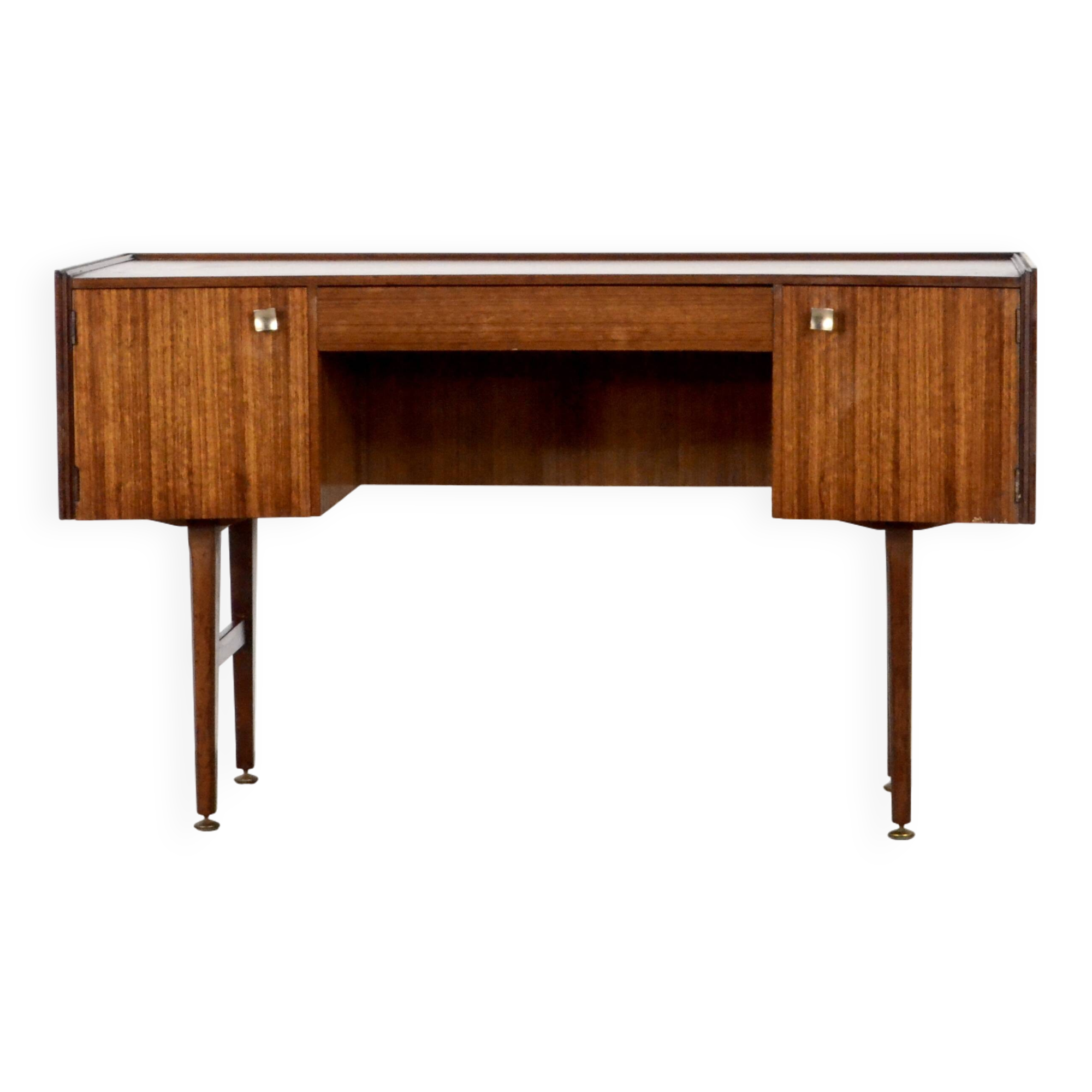 Midcentury Meredew Desk In Walnut And Brass.