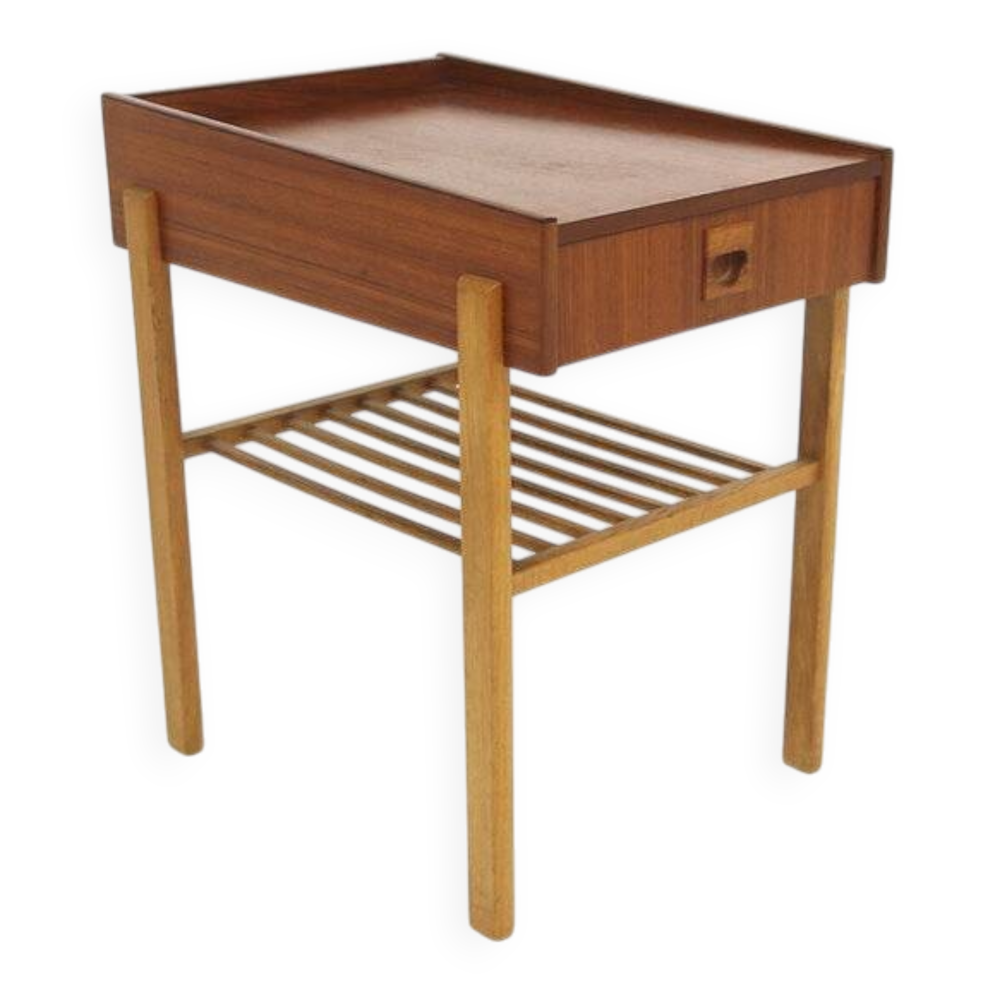 Table de chevet scandinave en teck et en chêne, Suède, 1960