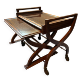 Teak service trolley with nesting table, mid-century modernism.