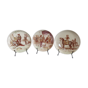 3 assiettes en faïence creil et