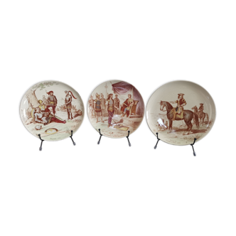 3 assiettes en faïence creil et montereau