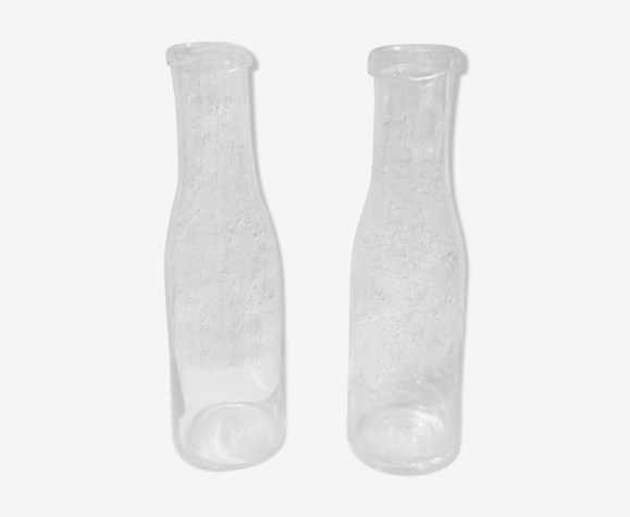 Paire de bouteilles de lait anciennes
