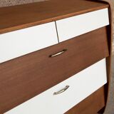 Furniture shoes, teak revamps white blue