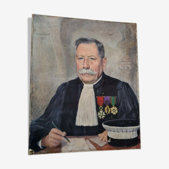 Portrait of a notable magistrate judge by Louis Flot, a Lorraine painter 1937