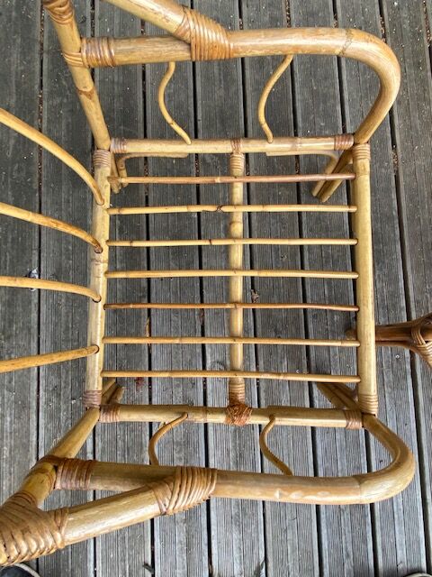 Pair rattan armchairs