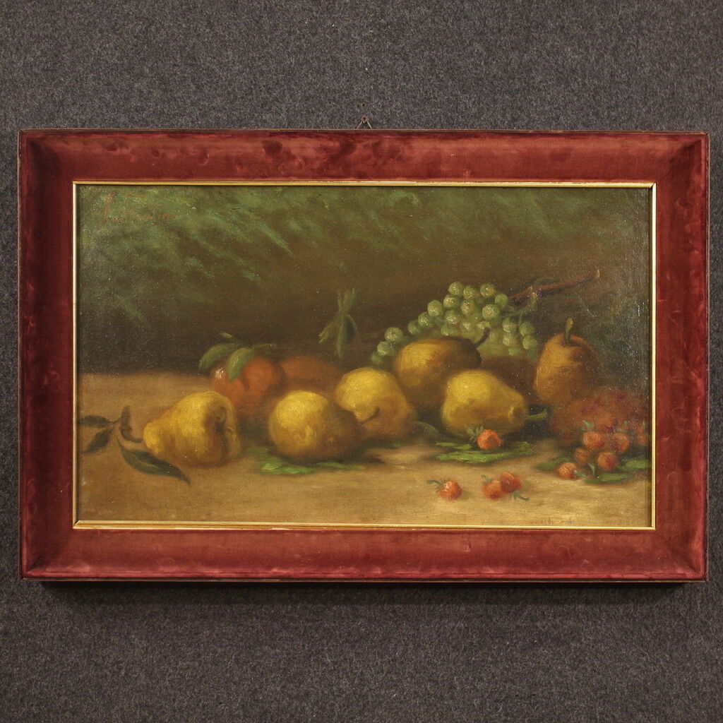 Italian signed painting still life with fruit from the 20th century