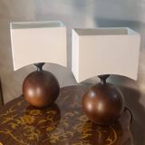 Scandinavian design bedside lamp round wooden ball 26x15 cm
