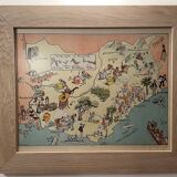 Affiche ancienne carte illustrée de la Provence - JP Pinchon