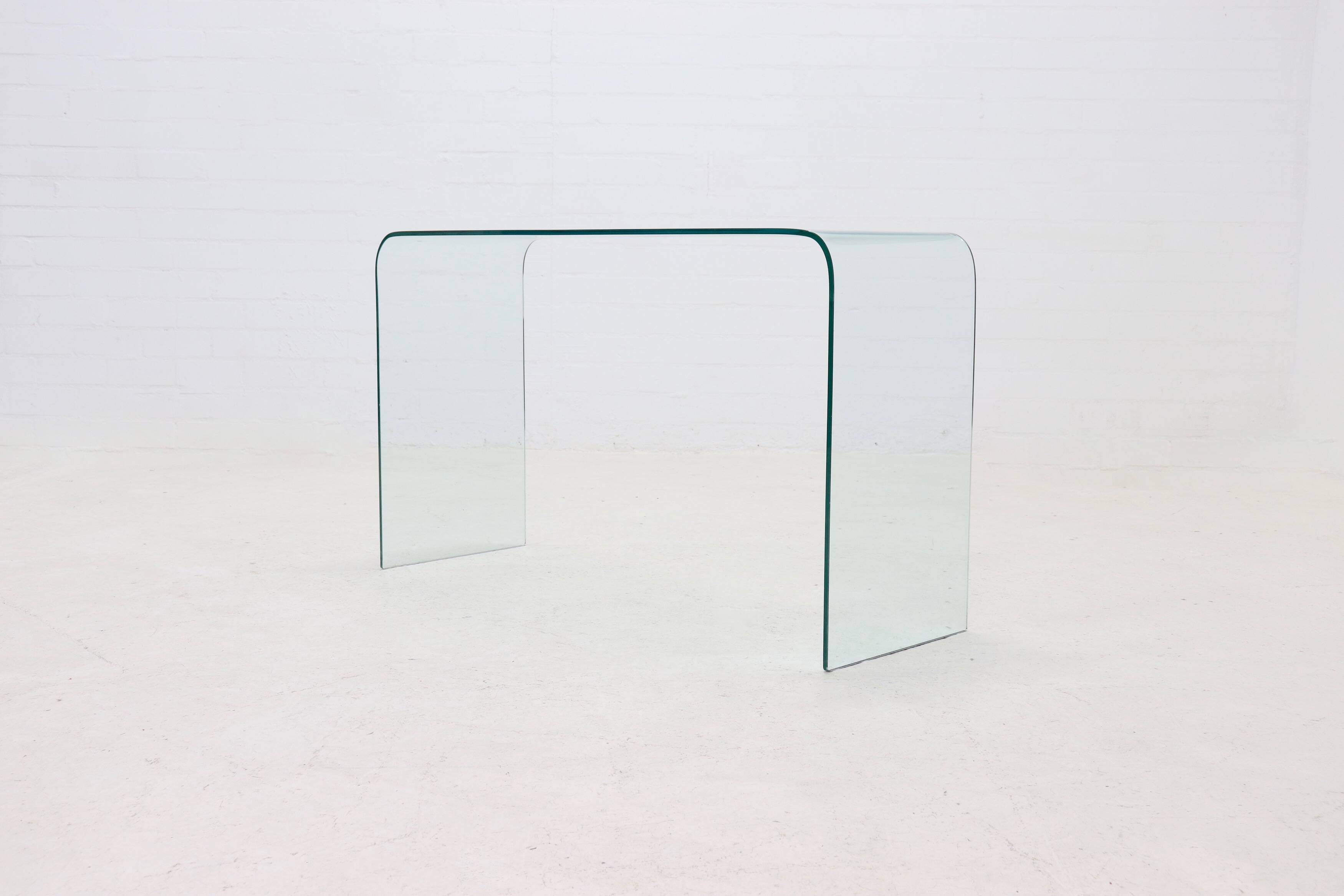 Italian Modern Glass Waterfall Console Table 1980s