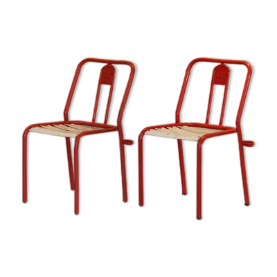 Paire chaises guinguette Tolix T4
