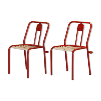 Paire chaises guinguette Tolix T4