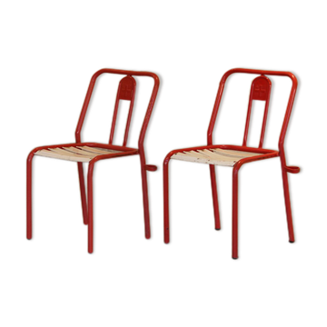 Paire chaises guinguette Tolix T4